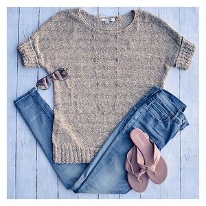 *Forever 21 Taupe/Nude Short Sleeve Sweater*